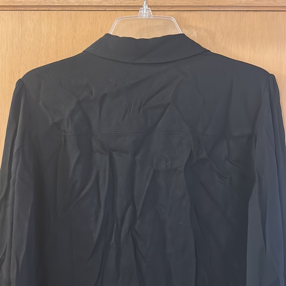 Soft Surroundings Button Down Poet Blouse Ruffle Cuffs Black Size XL - Picture 10 of 11